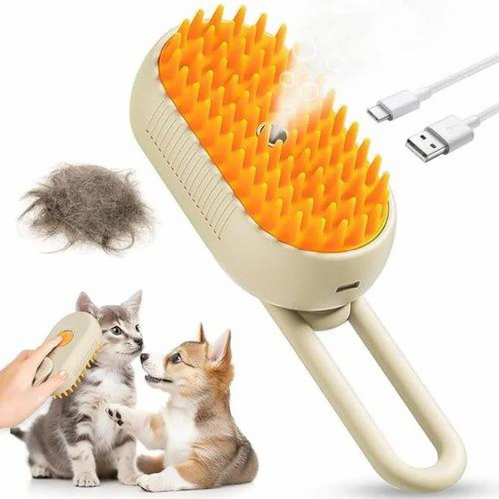 3-in-1 Steam Pet Grooming Brush – Self-Cleaning & Hair Removal Comb