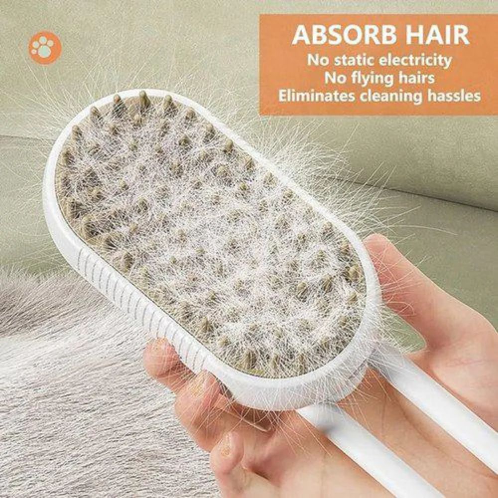 3-in-1 Steam Pet Grooming Brush – Self-Cleaning & Hair Removal Comb