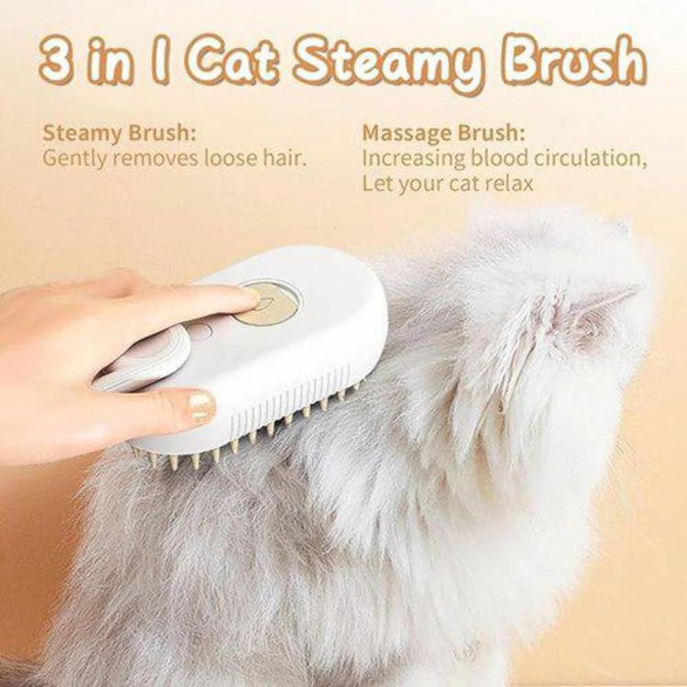 3-in-1 Steam Pet Grooming Brush – Self-Cleaning & Hair Removal Comb