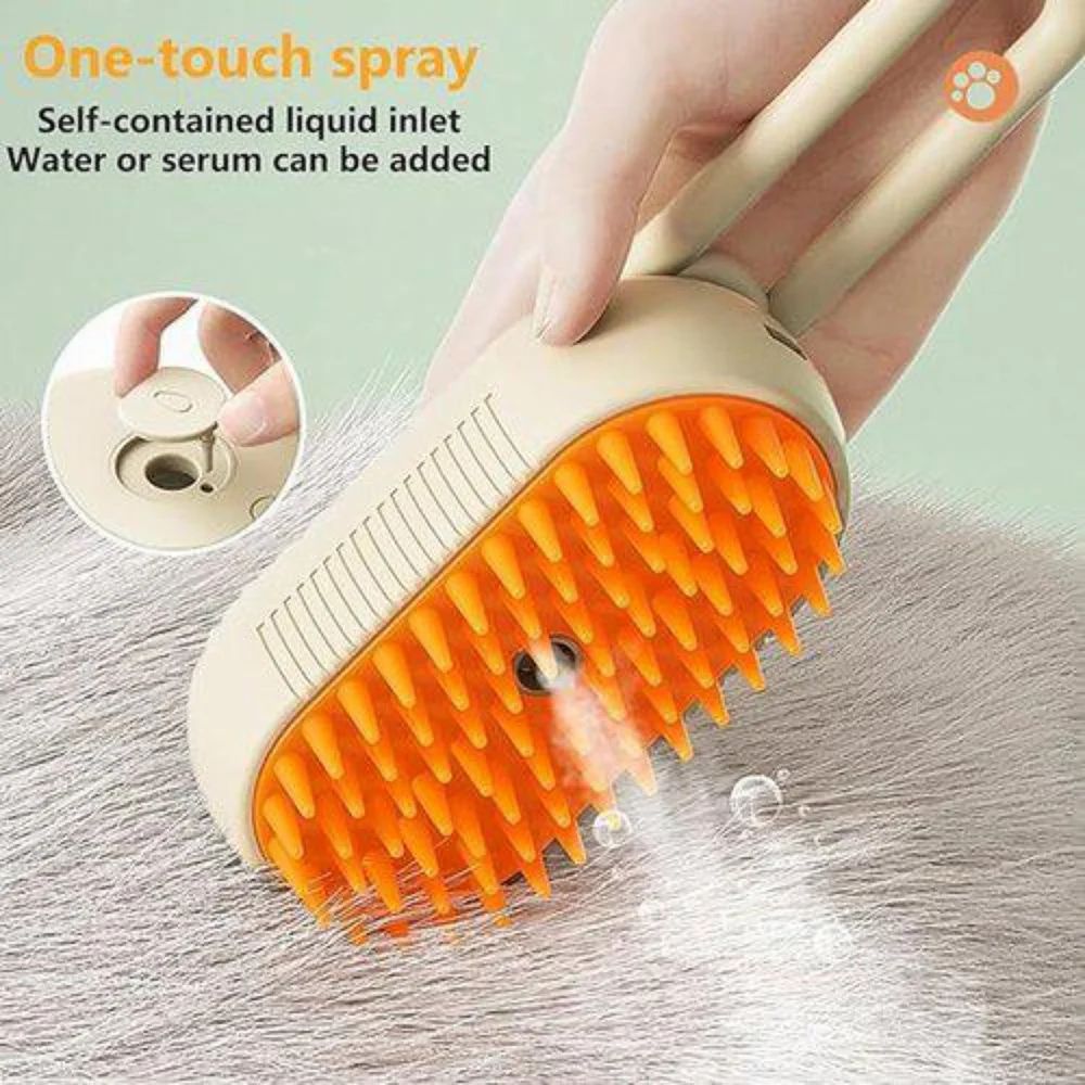 3-in-1 Steam Pet Grooming Brush – Self-Cleaning & Hair Removal Comb