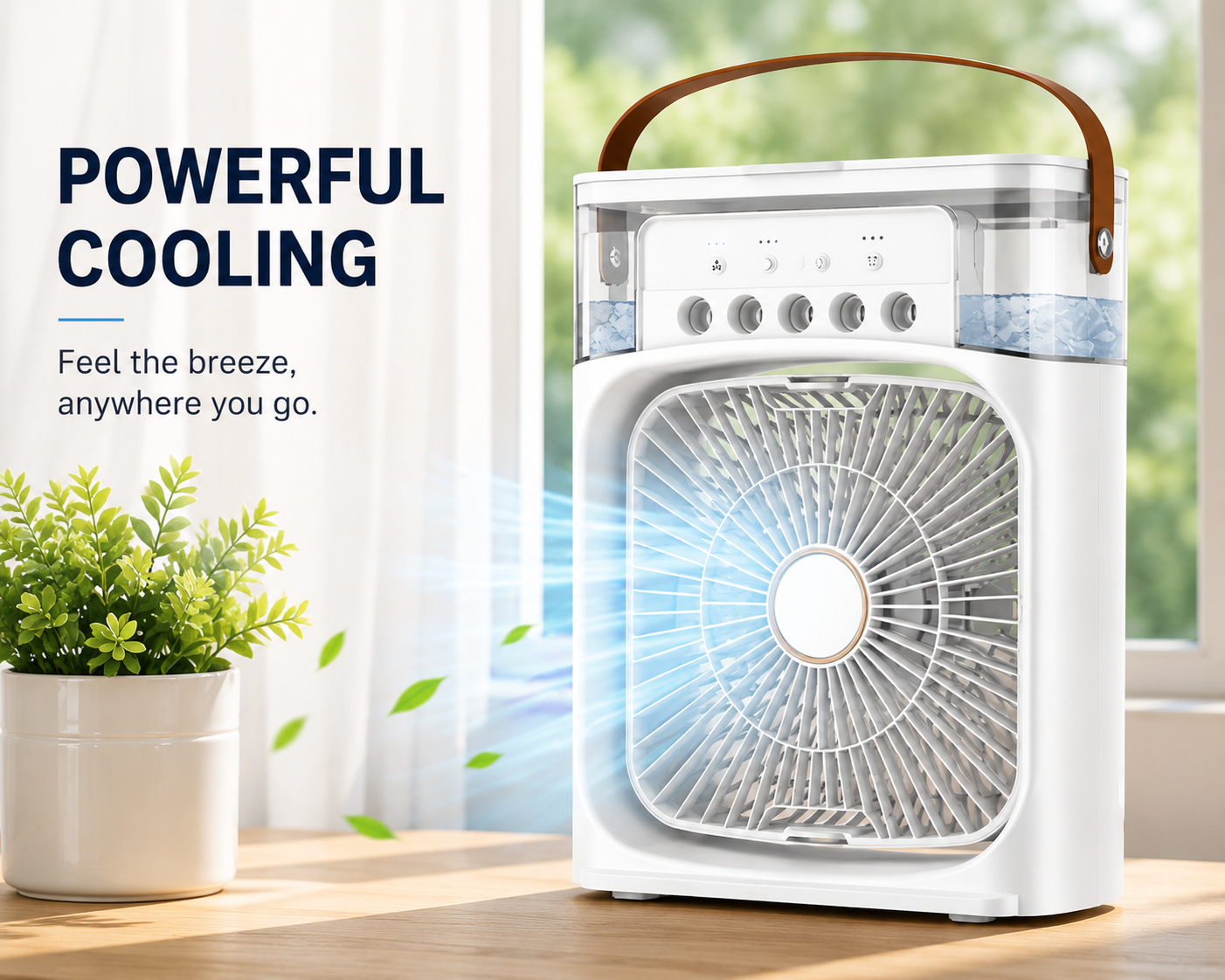 Stay Cool Anywhere – Portable Cooling Fan & Air Humidifier