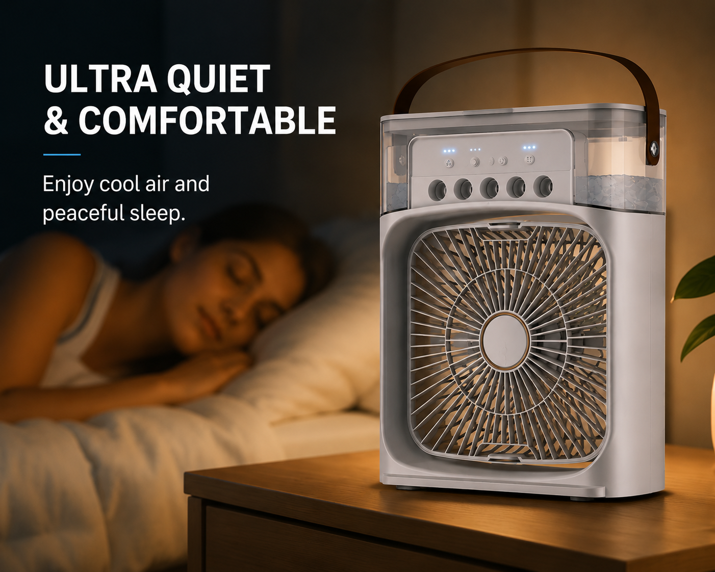 Stay Cool Anywhere – Portable Cooling Fan & Air Humidifier