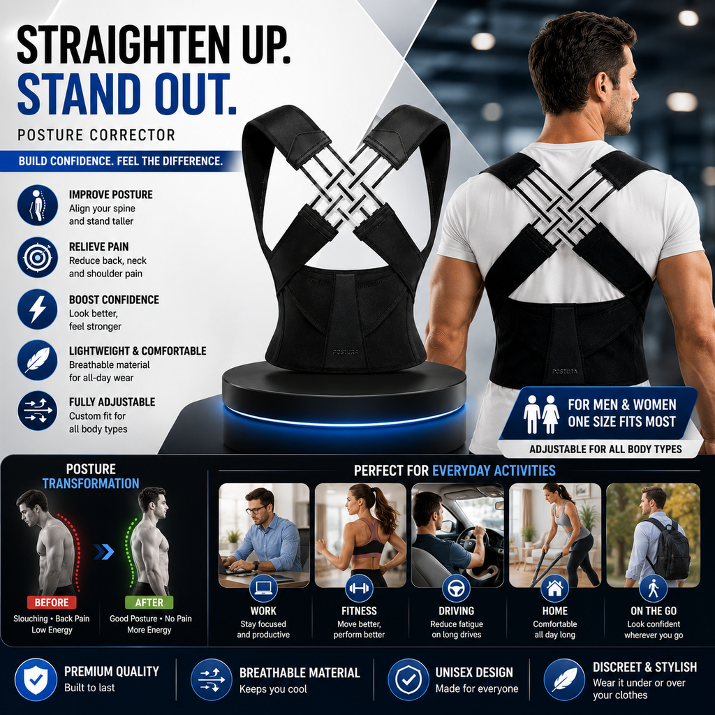 Adjustable Back Support & Posture Corrector Brace